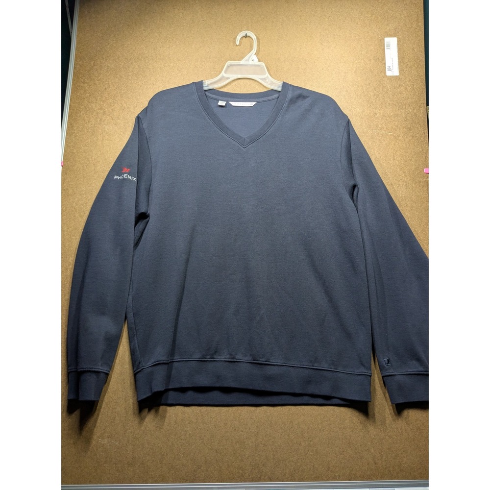 Cutter & Buck Mens V-Neck Sweatshirt Large Navy Blue Phoenix Logo Pullover